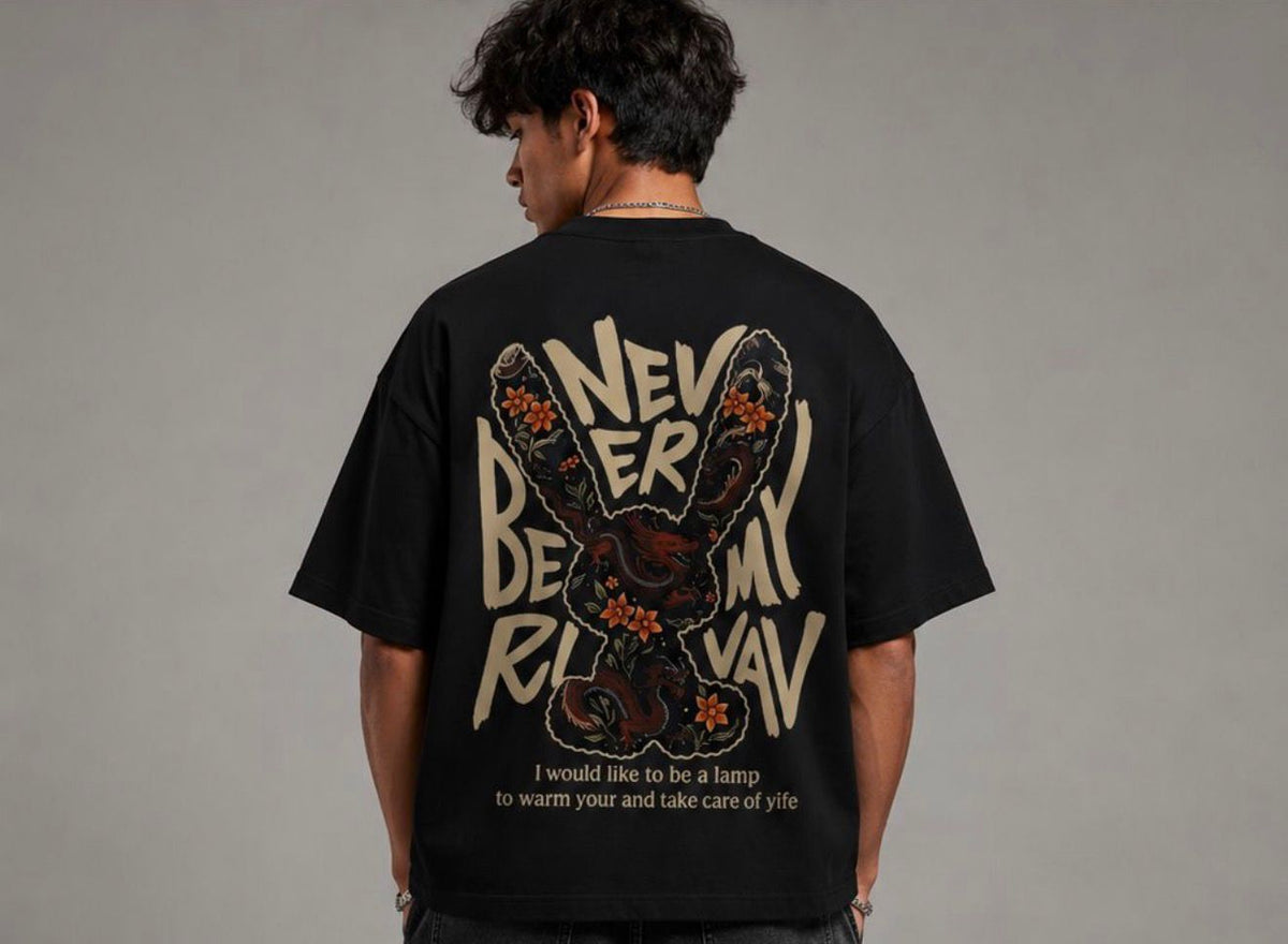 NEVER BE MY RIVAL Graphic Oversized T-Shirt – Black