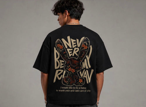 NEVER BE MY RIVAL Graphic Oversized T-Shirt – Black